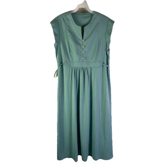 Vintage 70s Adjustable Button Maternity Knit Dress Blue USA - Picture 1 of 9